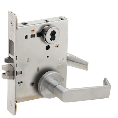 Schlage L-Series, Entrance Mortise Lock, A Rose, 06 Lever, Grade 1 Mortise Lock, SFIC Prep Less Core